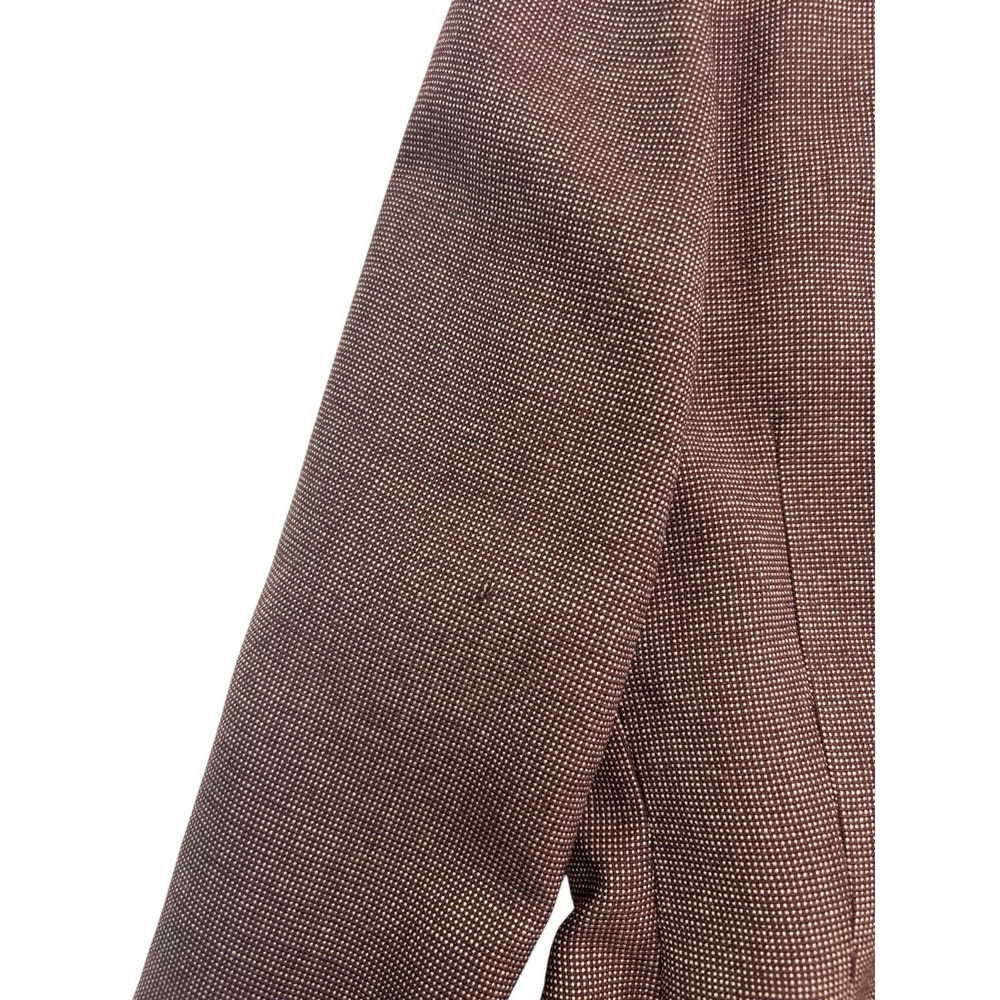 vtg 1940s Womens Small 6 Brown Birdseye Tweed Peplum Tailored Jacket Blazer - Picture 6 of 14
